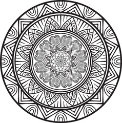Monotone hand drawn doodle mandala. Ethnic mandala with colorful ornament. applied Thai art Isolated.