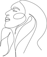 Abstract girl face continuous one line drawing minimalism design isolated on white background
