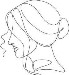 Abstract girl face continuous one line drawing minimalism design isolated on white background