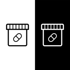 black and white medicine bottle icon