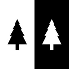 black and white christmas tree icon