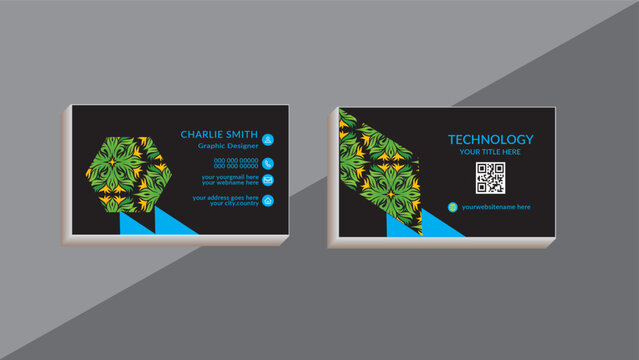 Creative business card,template,profetional card,
design with image holder and clean gradient color
geomatic shape.
