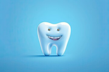 illustration of cute happy Tooth mascot or character. Happy dentist day, tooth sketch for your design. Image generated by artificial intelligence