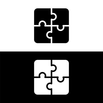 black and white puzzle icon