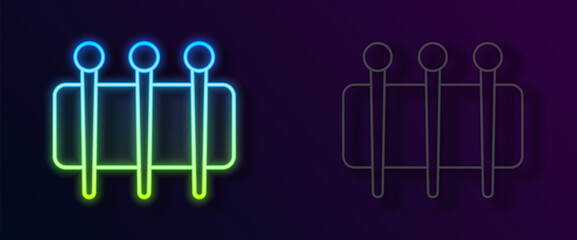 Glowing neon line Needle for sewing icon isolated on black background. Tailor symbol. Textile sew up craft sign. Embroidery tool. Vector