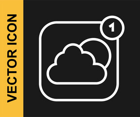 White line Weather forecast app icon isolated on black background. Vector