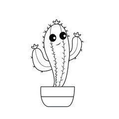 Vector cactus hand drawn coloring page illustration art and simple design