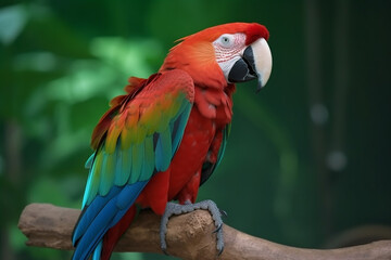 Macaw parrot, colorful bird sitting on a branch