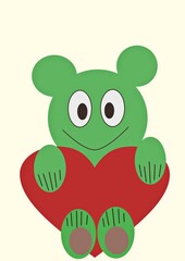 positive character illustration with heart in hands graphic design