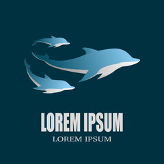 Abstract dolphin logo. Vector illustration, dolphins, art