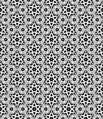 Black and white seamless abstract pattern. Background and backdrop. Grayscale ornamental design. Mosaic ornaments. Vector graphic illustration. EPS10.