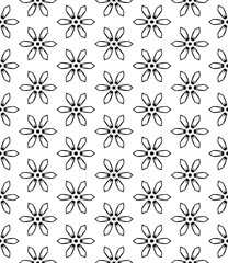 Black and white seamless abstract pattern. Background and backdrop. Grayscale ornamental design. Mosaic ornaments. Vector graphic illustration. EPS10.
