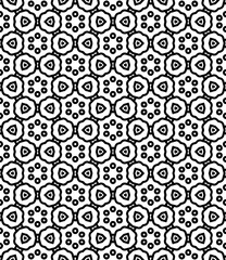 Black and white seamless abstract pattern. Background and backdrop. Grayscale ornamental design. Mosaic ornaments. Vector graphic illustration. EPS10.