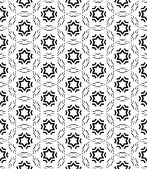 Black and white seamless abstract pattern. Background and backdrop. Grayscale ornamental design. Mosaic ornaments. Vector graphic illustration. EPS10.