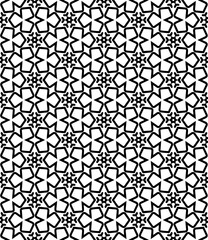 Black and white seamless abstract pattern. Background and backdrop. Grayscale ornamental design. Mosaic ornaments. Vector graphic illustration. EPS10.