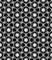 Black and white seamless abstract pattern. Background and backdrop. Grayscale ornamental design. Mosaic ornaments. Vector graphic illustration. EPS10.