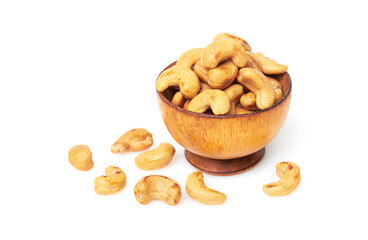 Cashew nuts in bowl on a white