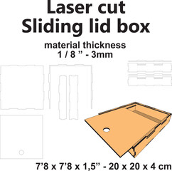 Laser cut sliding lid box template pattern storage home improvement diy crafts