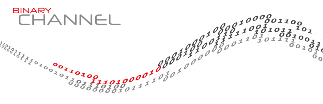 Binary channel by ones and zeros. Digital data flow