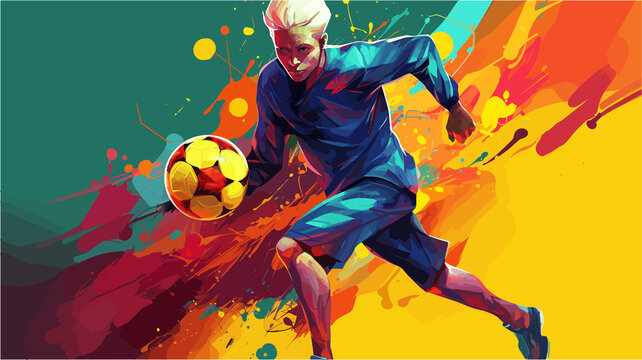 Soccer player running to kick the soccer ball