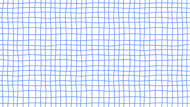 Blue grid background. Squared paper sheet banner. Hand drawn notebook texture blank sheet backdrop. Vector illustration isolated on white 