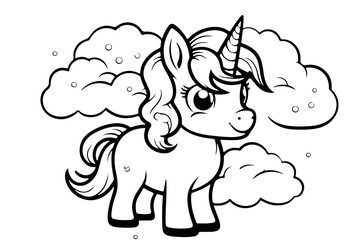 Magical Unicorn Coloring Page for Kids, Fantastical Unicorn Artwork for Coloring and Relaxation