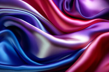 Silk satin fabric transitioning from black through blue, violet.