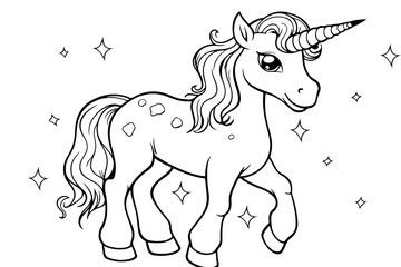 Magical Unicorn Coloring Page for Kids, Fantastical Unicorn Artwork for Coloring and Relaxation