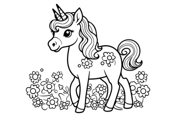 Magical Unicorn Coloring Page for Kids, Fantastical Unicorn Artwork for Coloring and Relaxation