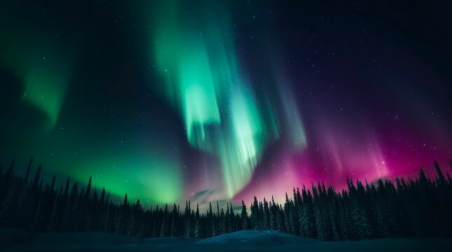 Aurora borealis. Generative AI.