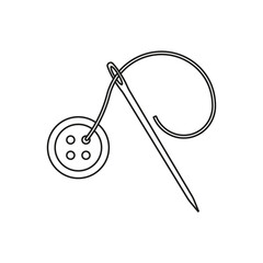 Needle and thread with button icon. Vector. Line style.	