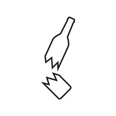 Broken glass bottle icon. Vector. Line style.
