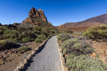 Sentiero sul vulcano Teide a Tenerife