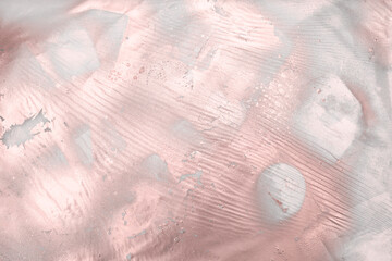 Abstract nacre pink beige grain marble scratch crumpled texture. Paper blank copy space horizontal background.