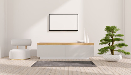 Obraz na płótnie Canvas living room with television screen mock up