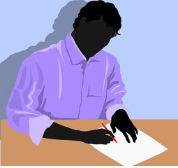 Illustration of silhouette of a man writing