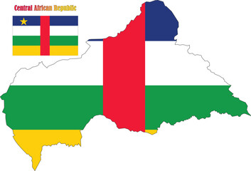 Central African Republic Map and Flag