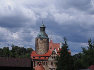 Fototapeta na wymiar scenic view of majestic medieval castle architecture, A castle with its dome and clouds