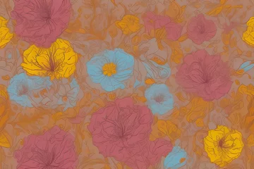 Rucksack Spring paper with yellow, brown and orange flowers - generative ai  © unalcreative