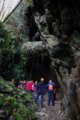 A group of tourists visits the Consuelo mine in A Pontenova, Lugo. Old iron mine, the second largest in Galicia.