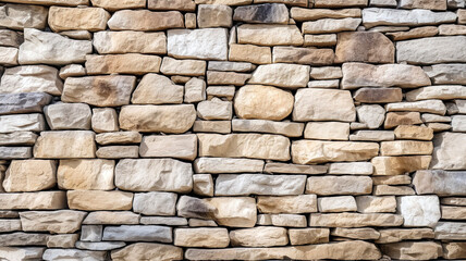 Texture of a stone wall in light brown tones, rocky backdrop wallpaper.
