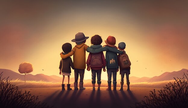 Friendship day illustration.Generative AI.