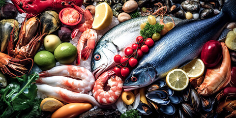 Fresh seafood was captured in perfect full depth of field with generative ai - generative ai