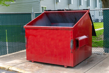 metal durable industrial trash dumpster for outdoor trash red steel ecology