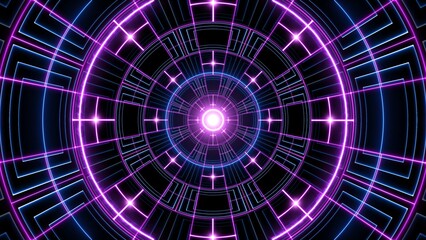 Glowing Purple and Blue geometric line art background