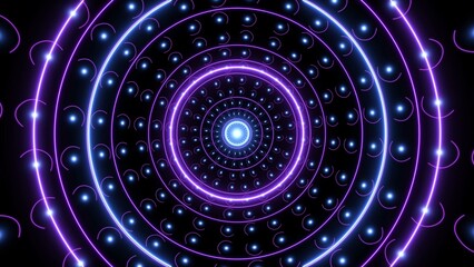 Glowing Purple and Blue Light Circle and Dot Background