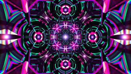 Glowing Symmetrical Neon Geometric Trance Visual Art