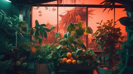 Food plants and fruit harvesting in the greenhouse on Mars