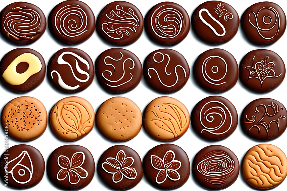 Poster chocolate-covered cookie pattern, pattern based on the crunchy and satisfying chocolate-covered cook