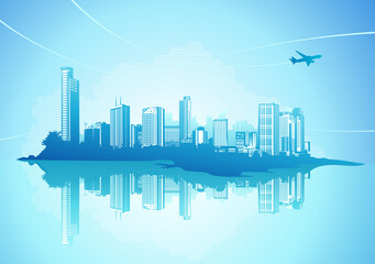 Fototapeta premium Big City - Grunge styled urban background. Vector illustration.
